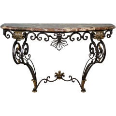 French Wrought Iron and Marble-Top Console 7