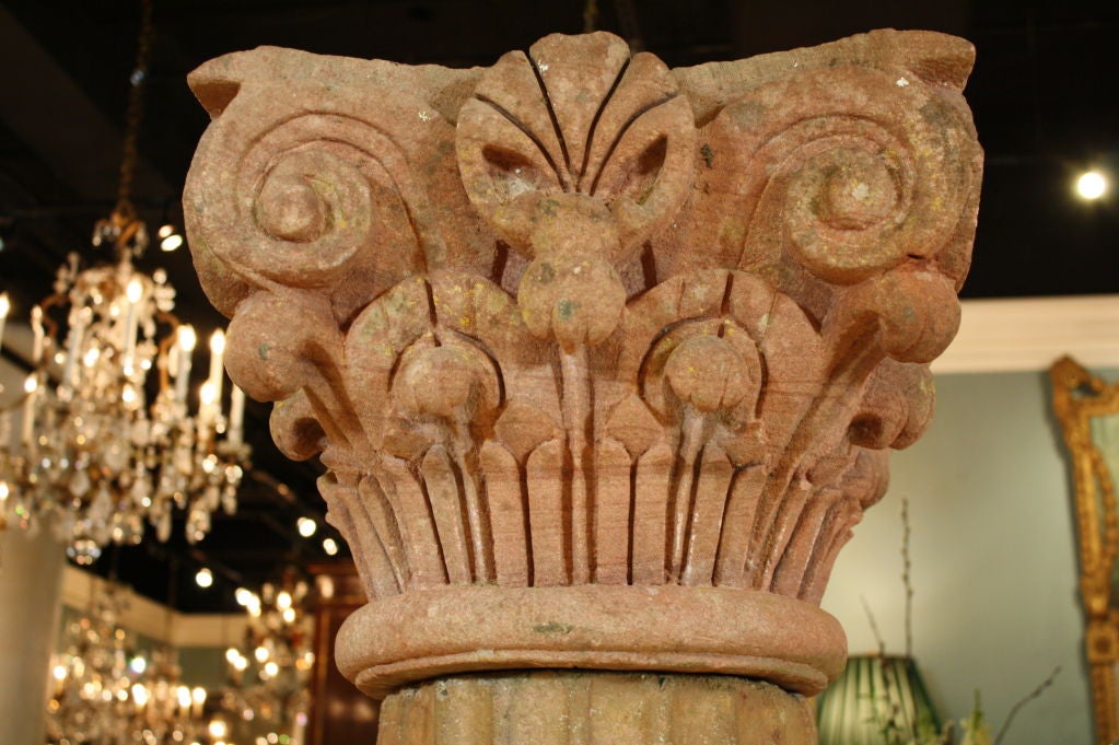 18th Century and Earlier Massive Pair of French Carved Stone Columns For Sale