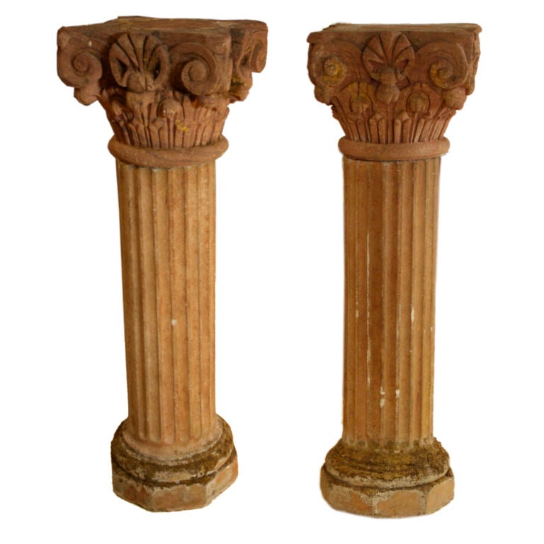 Massive Pair of French Carved Stone Columns For Sale at 1stDibs