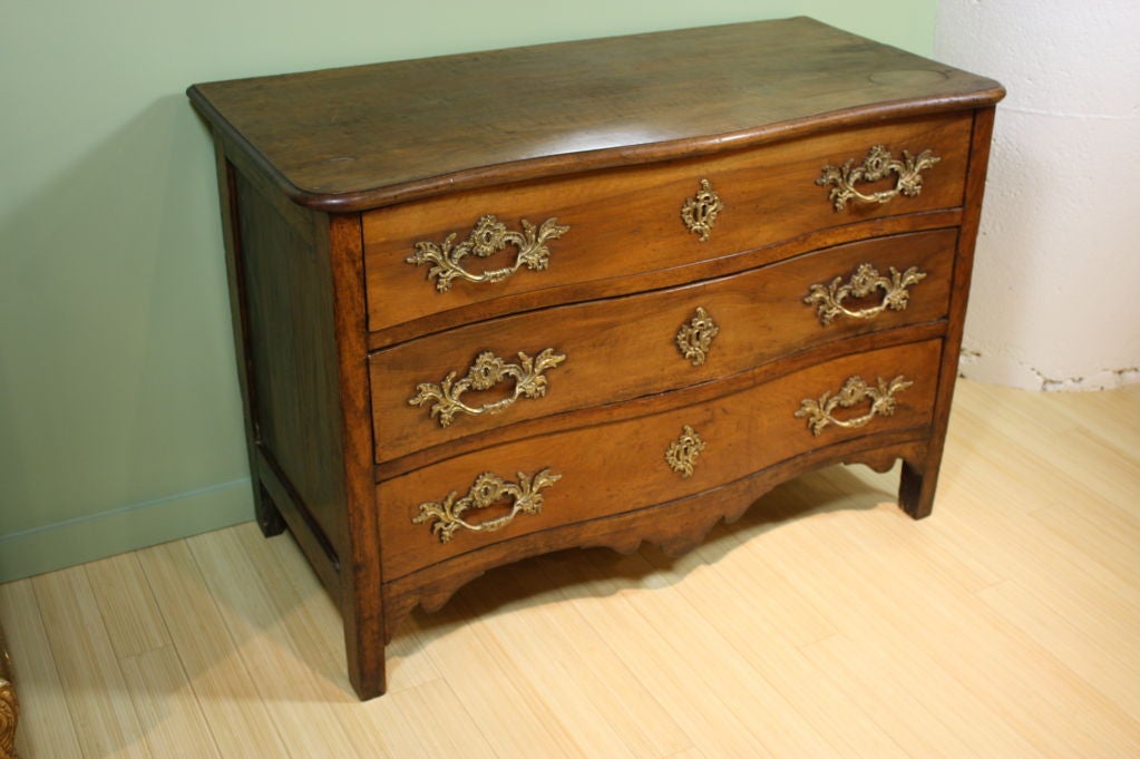 Carved French Louis XV Period Walnut Commode For Sale