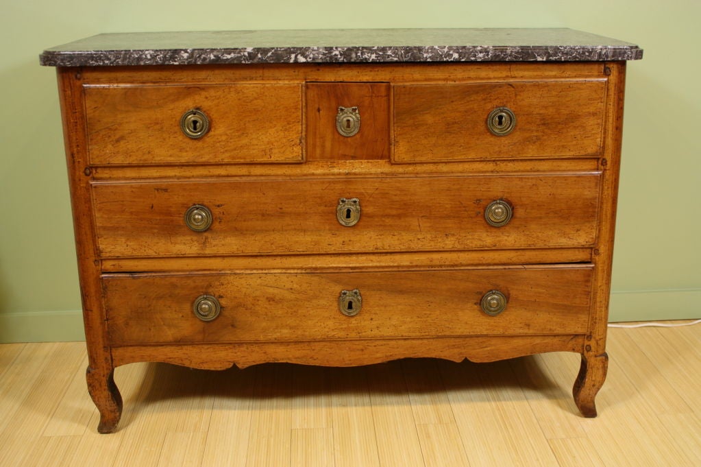 Joinery 18th Century French Walnut Commode with Marble Top Stamped 