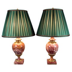 Vintage Pair of Elegant Red Onyx Lamps