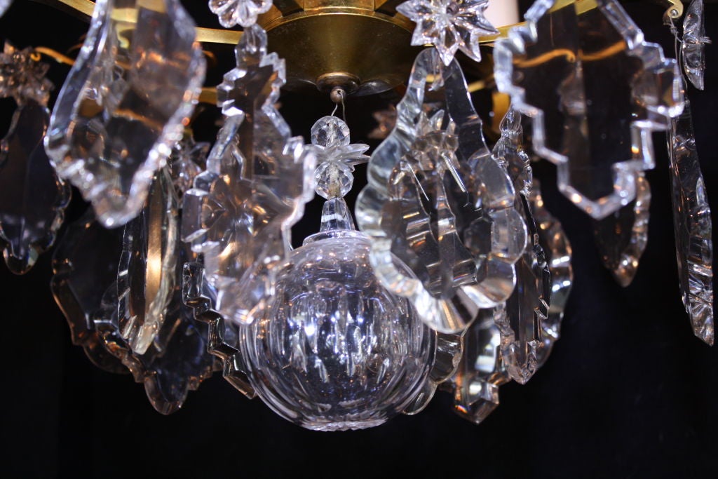 Ormolu French Gilt-Bronze Chandelier with Exceptional Crystals For Sale