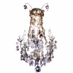 French Bronze and Crystal Chandelier with Porcelain Flowers 7