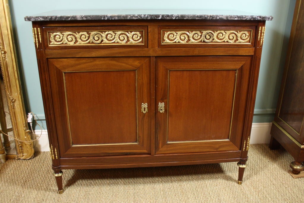 French Mahogany Buffet with Black Marble Top