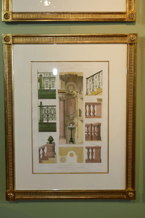 Four Framed Architectural Prints of the Opera Garnier, Paris In Good Condition In Pembroke, MA