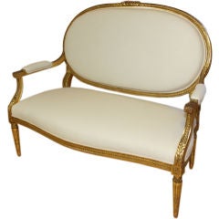 French Louis XVI Style Giltwood Canape