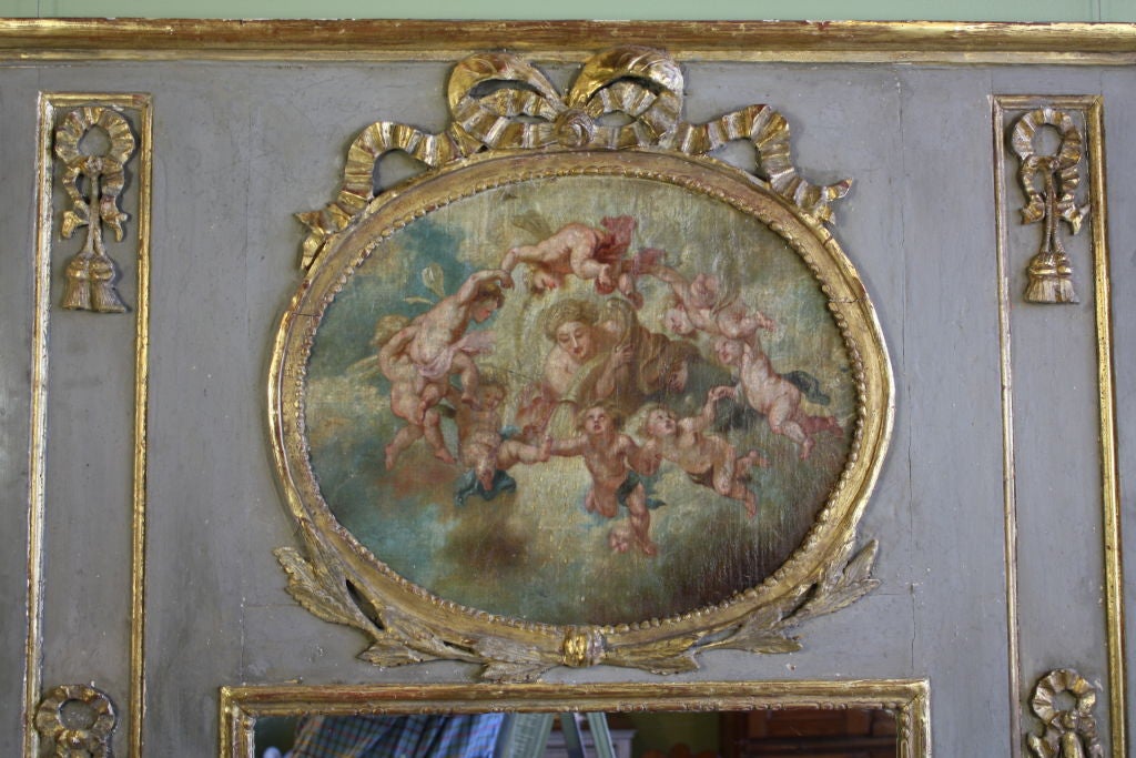 Painted Louis XVI Period Trumeau with Putti Painting For Sale