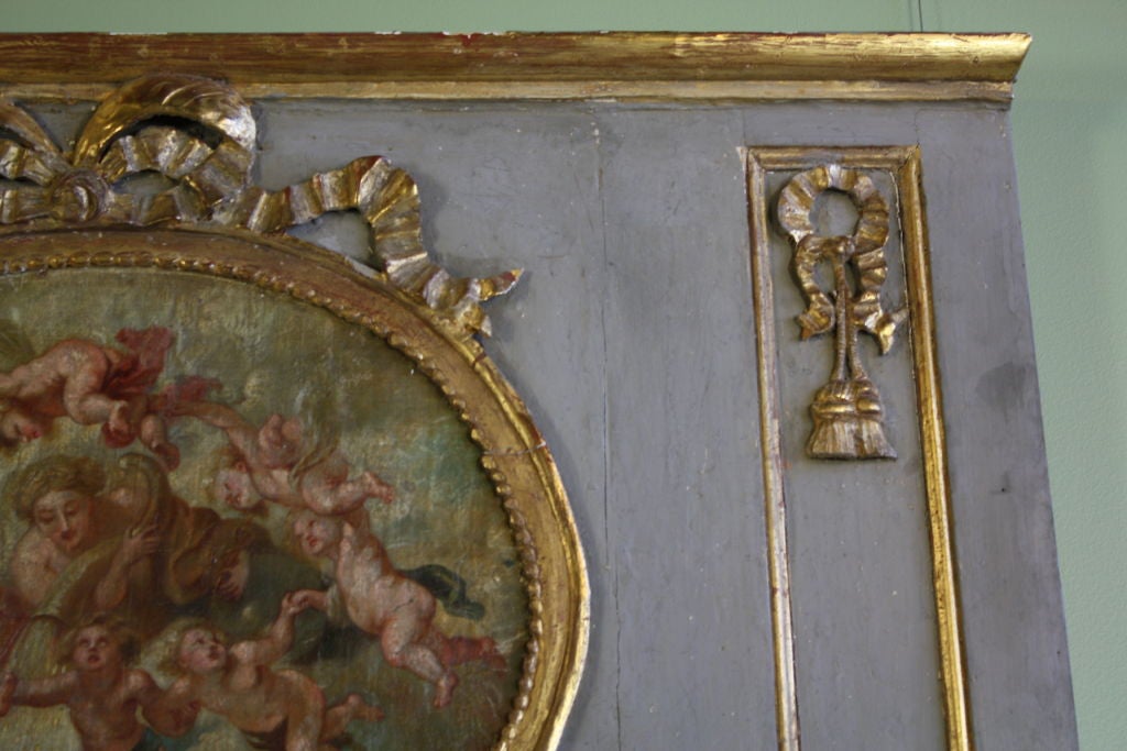 Trumeau d'époque Louis XVI avec peinture de Putti Bon état - En vente à Pembroke, MA