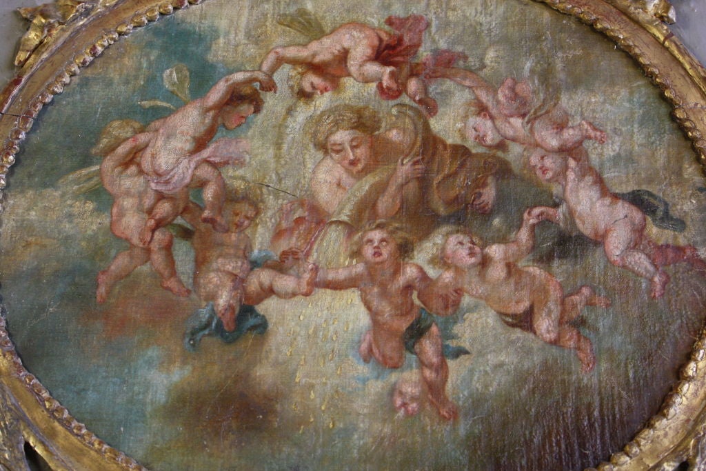 XVIIIe siècle et antérieur Trumeau d'époque Louis XVI avec peinture de Putti en vente