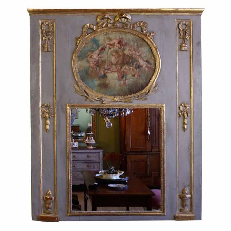 Trumeau d'époque Louis XVI avec peinture de Putti en vente