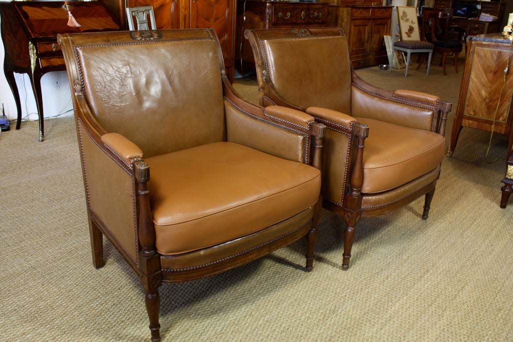 Pair of French Directoire Style Armchairs In Good Condition In Pembroke, MA