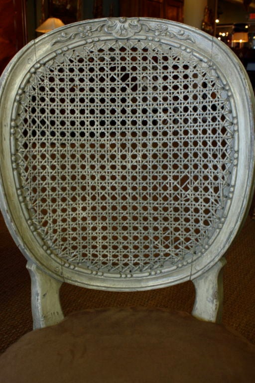 Pair of Louis XVI Style Caned Boudoir Chairs 3