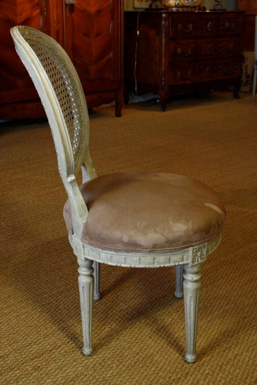 Joinery Pair of Louis XVI Style Caned Boudoir Chairs
