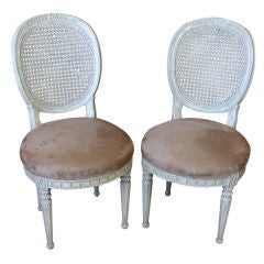 Pair of Louis XVI Style Caned Boudoir Chairs