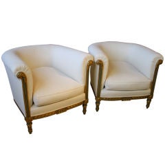 Pair of French Louis XVI Style Club Chairs