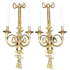 Pair of Louis XVI Style Gilt-Bronze Sconces
