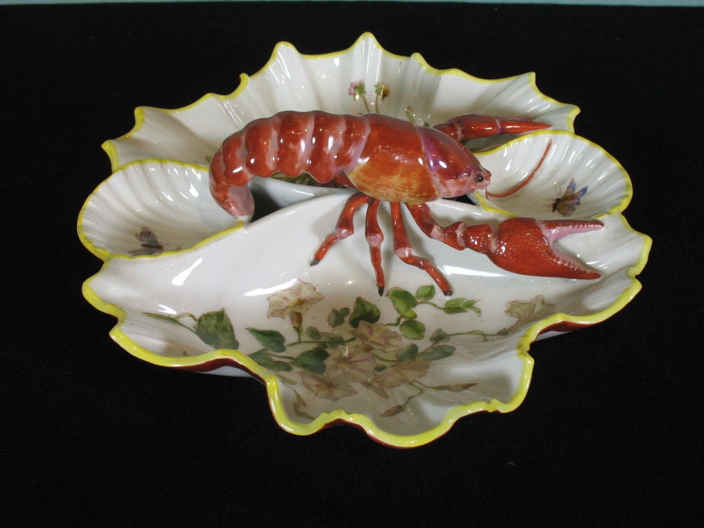 French Paris Porcelain Lobster Centerpiece For Sale