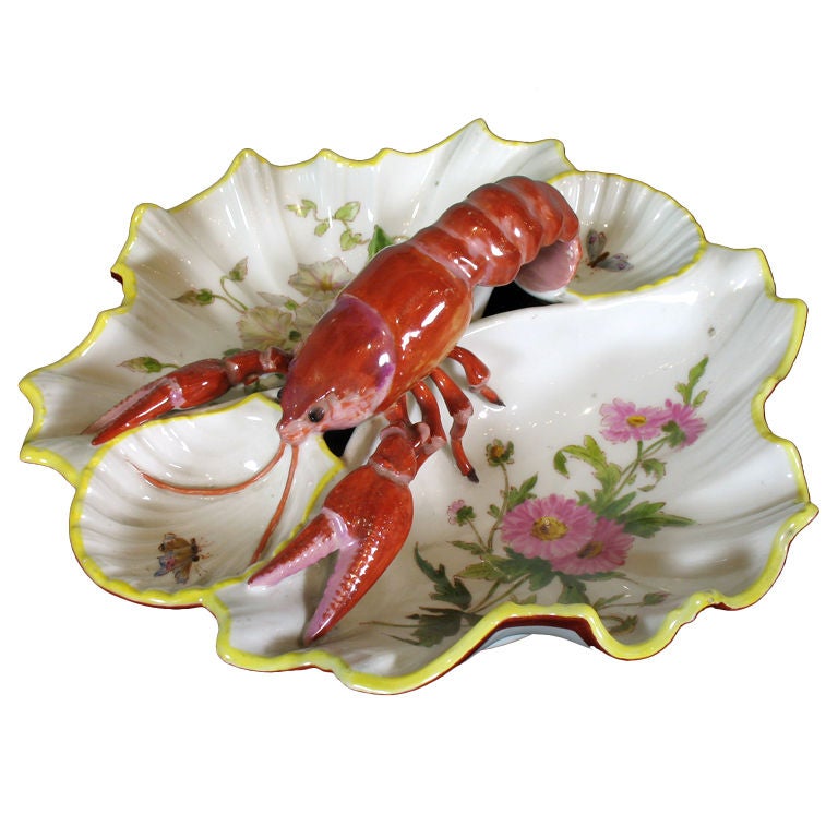 Paris Porcelain Lobster Centerpiece For Sale