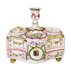 French Faience Inkwell in the form of a Commode