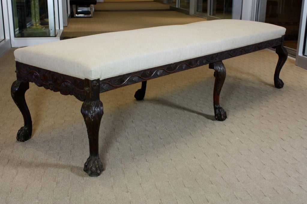 19th Century English Mahogany Chippendale Style Bench