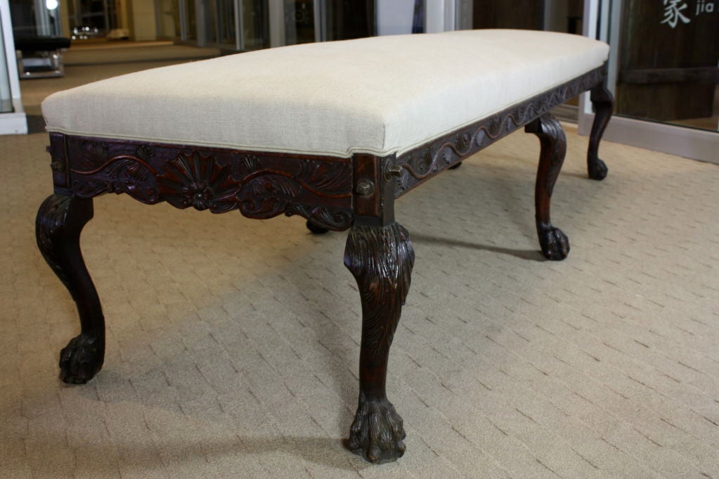 English Mahogany Chippendale Style Bench 3