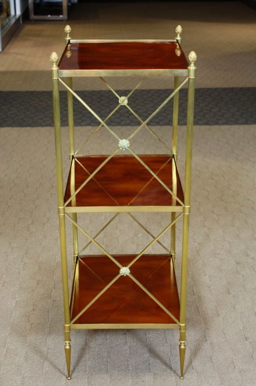 Pair of French Three-Tiered Brass Etageres 1