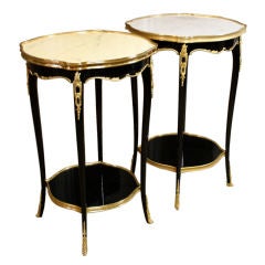 Near Pair of Jansen Side Tables with Marble Tops
