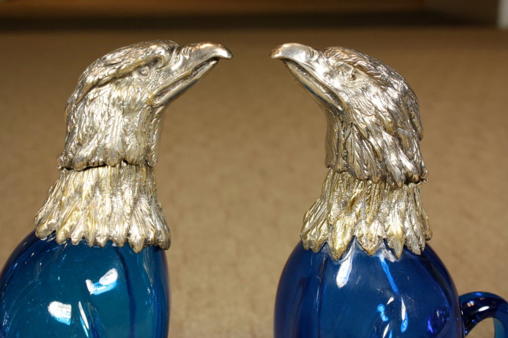 Pair of French Eagle Form Decanters In Good Condition In Pembroke, MA