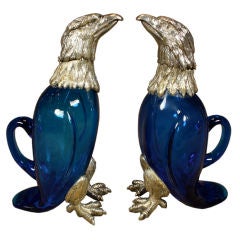 Pair of French Eagle Form Decanters