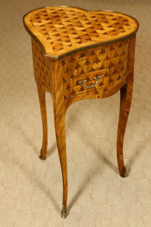 French Heart-Shaped Marquetry Table