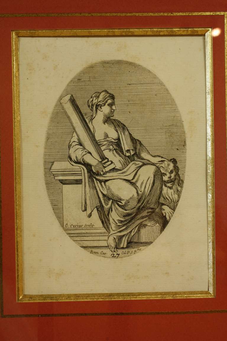 Framed Set of 18th Century Classical Engravings For Sale 1