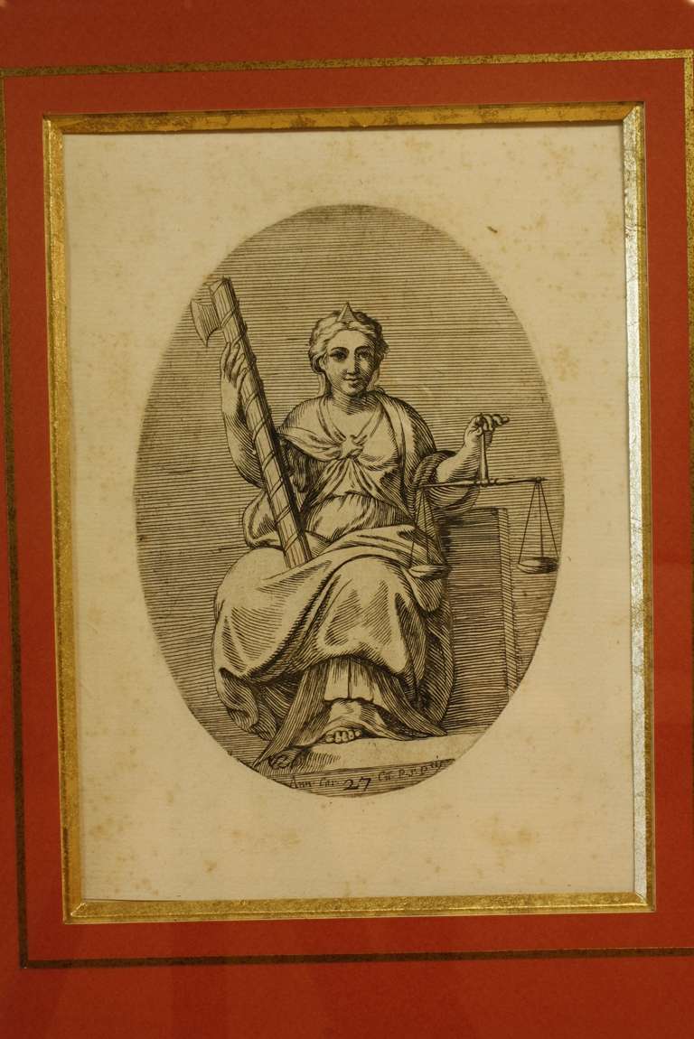 Framed Set of 18th Century Classical Engravings For Sale 3