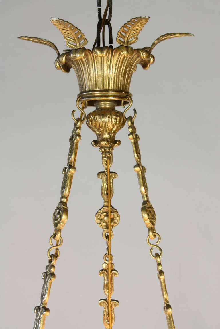 French Empire Style Chandelier with Frosted Glass Flame For Sale 1