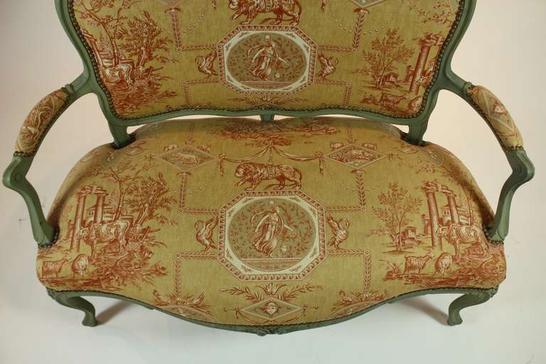 French Louis XV Style Painted Settee 2
