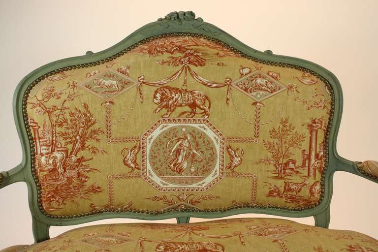 Wood French Louis XV Style Painted Settee