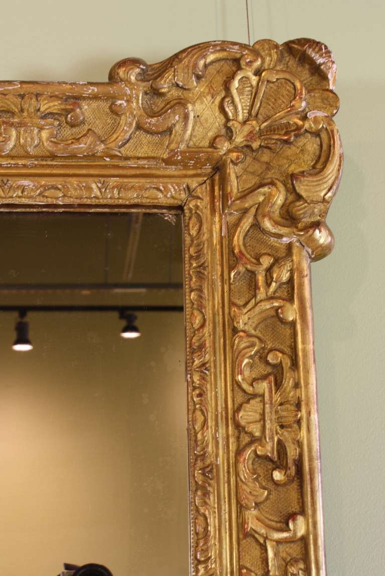 French Regence Style Giltwood Mirror In Good Condition In Pembroke, MA