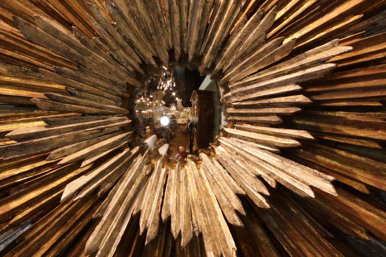 Stunning French Gold and Silver-Leafed Sunburst Mirror 5