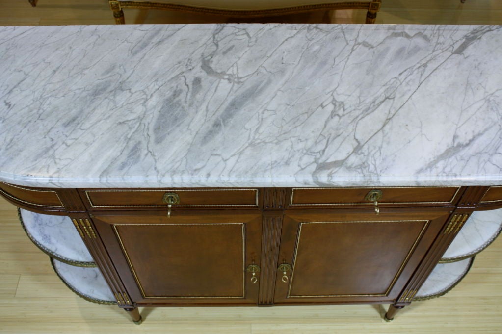 French Louis XVI Style Mahogany Buffet with Grey Marble Top 3