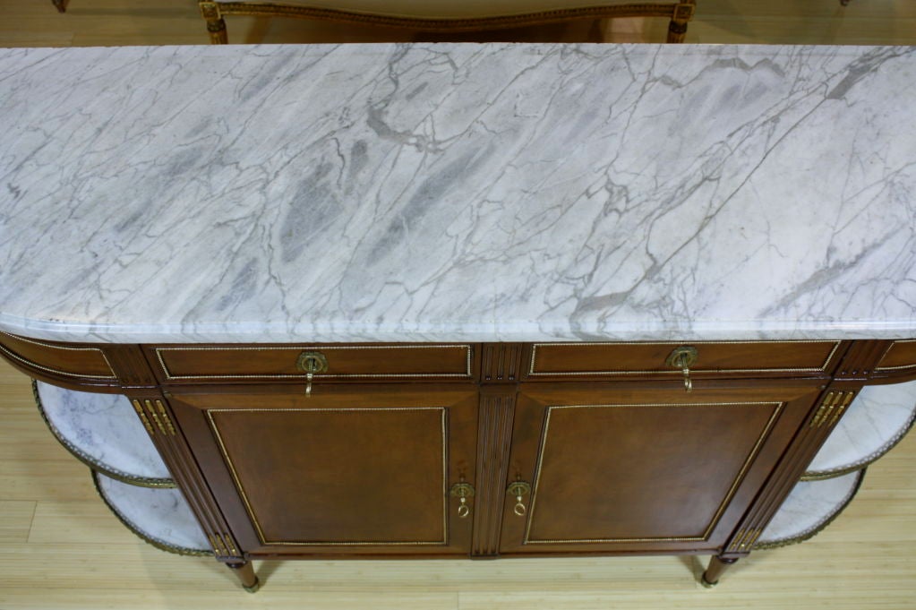 French Louis XVI Style Mahogany Buffet with Grey Marble Top For Sale 3