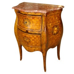Neapolitan Marquetry Commode with Marble Top