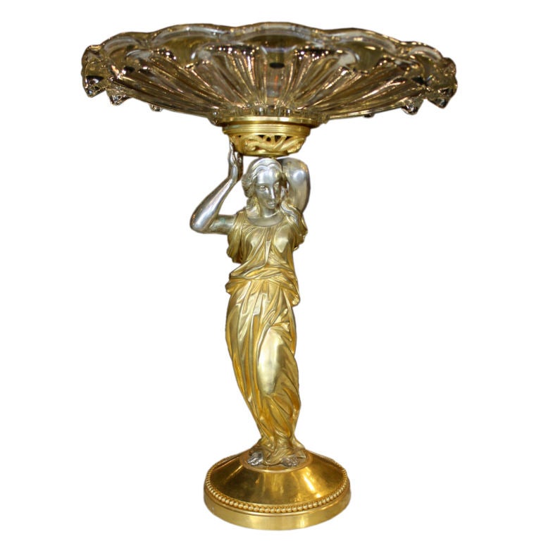 Baccarat Neoclassical Gilt-Bronze and Crystal Coupe