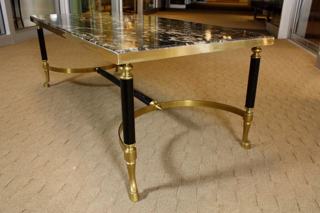 Bronze French Marble Top Coffee Table by Maison Charles