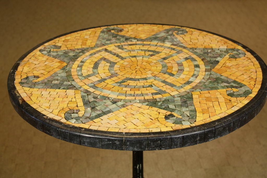 French Bistro Table with Marble Mosaic Top 1
