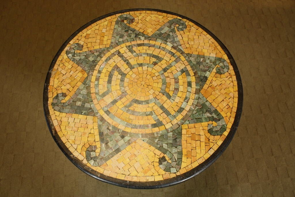 French Bistro Table with Marble Mosaic Top at 1stDibs