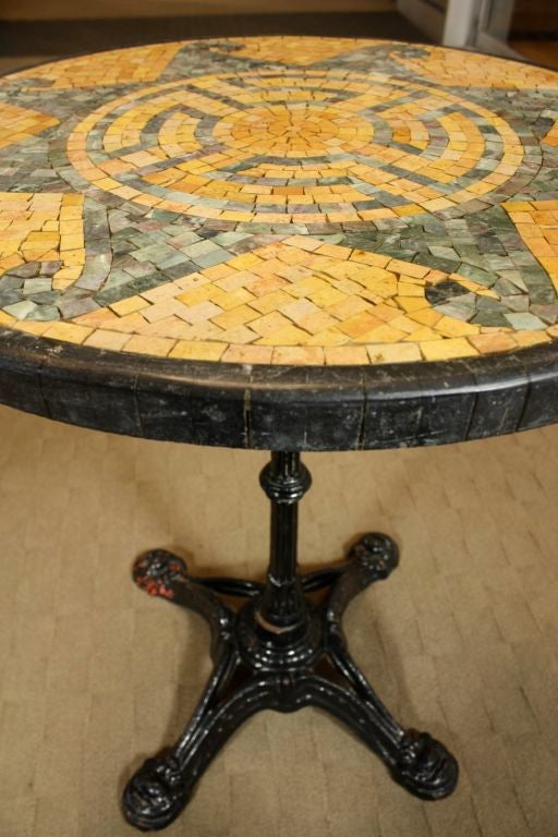 French Bistro Table with Marble Mosaic Top 3