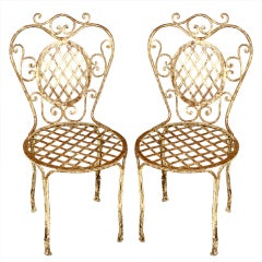 Pair of French Wrought  Iron Bistro Chairs