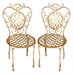 Pair of French Wrought  Iron Bistro Chairs