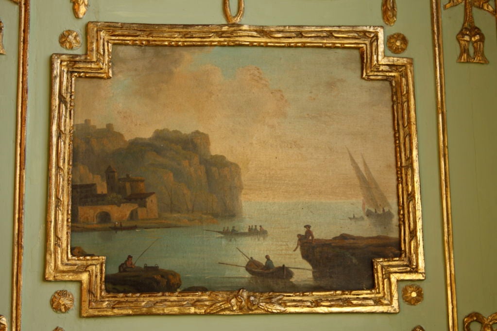Gilt French Louis XVI Period Trumeau with Marine Scene