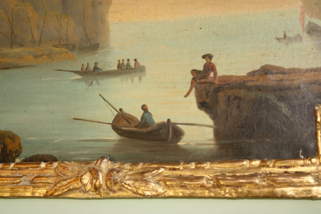 Gesso French Louis XVI Period Trumeau with Marine Scene